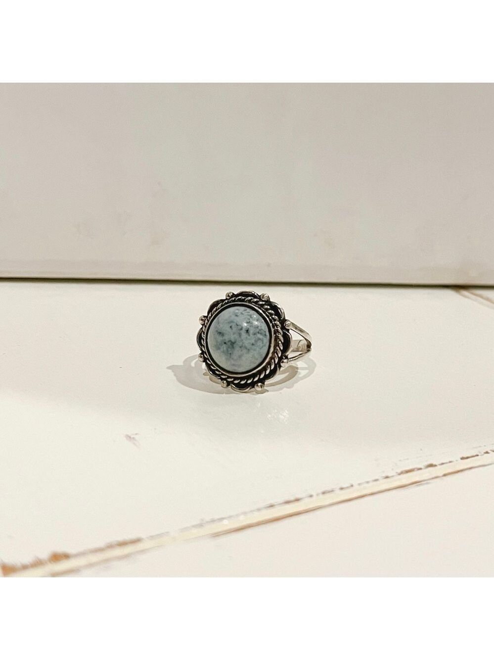 Sterling Silver Natural Stone Ring Size 7.5